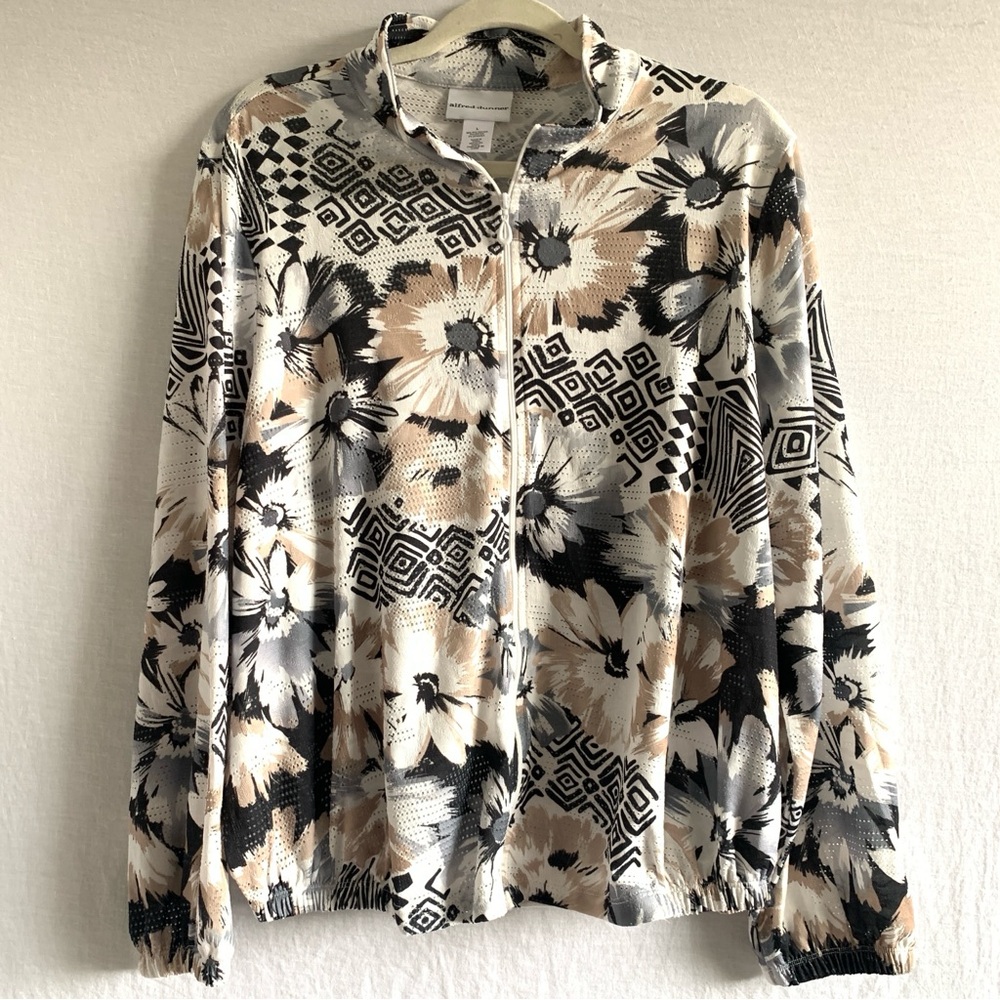 Alfred Dunner Floral Zip Up Sweater Size Large - Picture 8 of 12